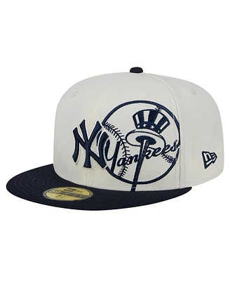 New Era Men's Cream/Navy New York Yankees Lonestar 59FIFTY Fitted Hat