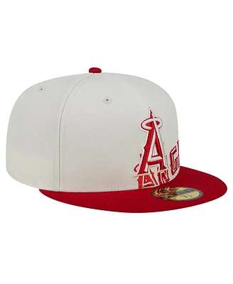 New Era Men's Cream/Red Los Angeles Angels Lonestar 59FIFTY Fitted Hat