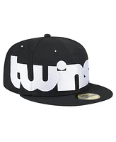 New Era Men's Black Minnesota Twins Checkered Undervisor 59FIFTY Fitted Hat