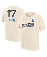 Nike Big Boys and Girls Shohei Ohtani Cream Los Angeles Dodgers 2024 City Connect Fuse Name Number T-Shirt