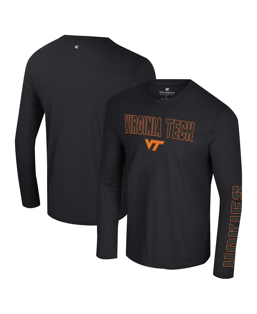 Colosseum Men's Black Virginia Tech Hokies Color Pop Active Blend 2-Hit Long Sleeve T-Shirt