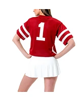 Established & Co. Women's Crimson Alabama Tide Fashion Boxy Cropped Football Jersey