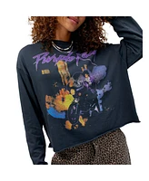 Daydreamer Women's Black Prince Purple Rain Cropped Long Sleeve T-Shirt