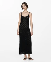 Mango Women's Crochet Long Dress