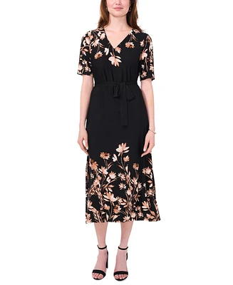 Msk Women's Floral-Print Midi Dress