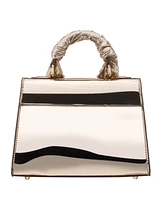 Nina Metallic Satchel Bag with Crystal Trim Scarf