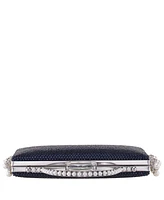 Nina Cultivated Pearl Dangle Crystal Embellished Minaudiere Clutch