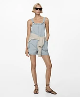 Mango Women's Denim Jumpsuit Shorts