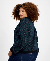 Tommy Hilfiger Plus Contrast-Trim Plaid Jacket