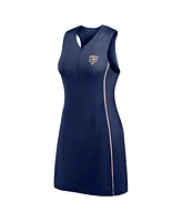 Fanatics Women's Navy Chicago Bears Studio Boost Athletic Half-Zip Dress