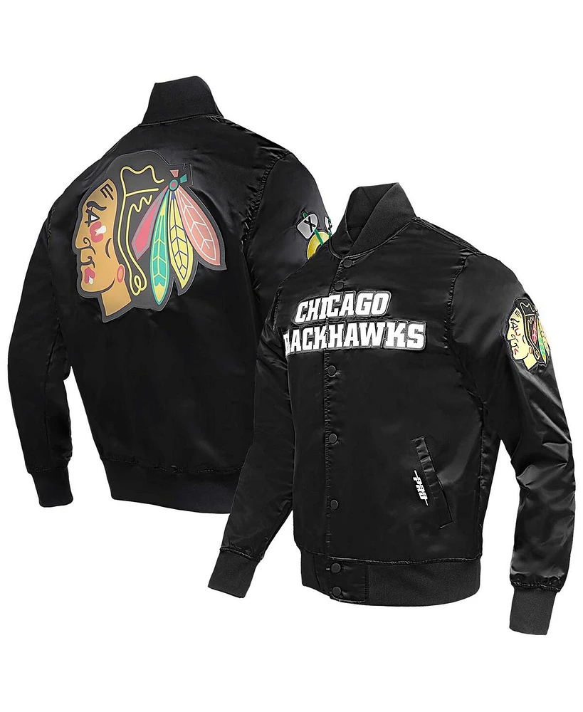 Pro Standard Men's Black Chicago Blackhawks Classic Satin Full-Snap Jacket