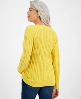 Style & Co Women's Cotton Cable-Knit Crewneck Sweater, Created for Macy's
