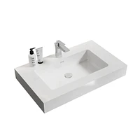 Streamdale Furniture Glossy White Integrated Basin: Modern Solid Surface Marvel