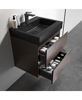 Streamdale Furniture Modern Matte Black Quartz Basin with Overflow