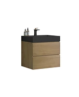 Streamdale Furniture 24" Natural Oak Vanity: Ample Storage, Silent Drawers