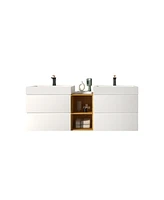 60" White Vanity: Timeless Elegance, Extra Storage, Silent Drawers
