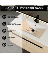 36" Oak Bathroom Vanity with Resin Countertop