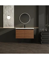 36" Brown Bathroom Vanity with Resin Sink and Cabinet