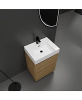 24" Modern Bathroom Vanity with Sink, Double Drawer Cabinet