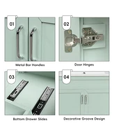 Streamdale Furniture 30" Green Bathroom Vanity with Sink, Multi-Functional Cabinet