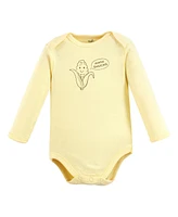 Touched by Nature Baby Boys Cotton Long-Sleeve Bodysuits, Peas And Thank You, Preemie