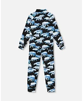 Deux par Boy Two Piece Thermal Underwear Set Black Printed Polar Bears - Toddler|Child