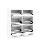6-Tier Carved Shoe Cabinet for Entryway, White
