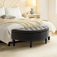 Hulala Home Anacleto Modern 43.3" Wide Bedroom Bench with Solid Wood Legs