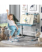 Slickblue Height Adjustable Kids Study Desk with Tilt Desktop for 3-12 Years Old