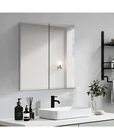 30x26" Double Door Mirror Medicine Cabinet, Recessed or Wall Mount