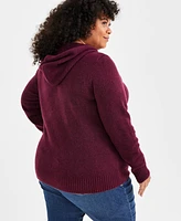 Style & Co Plus Solid Long-Sleeve Hoody Sweater, Created for Macy's