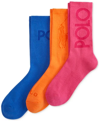 Polo Ralph Lauren Women's 3-Pk. Tonal Logo Crew Socks