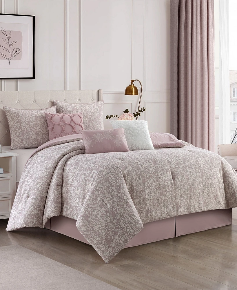 Closeout! Stratford Park Fraidy Cotton Jacquard 7-Pc. Comforter Set, King
