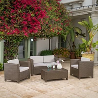 4-Piece Outdoor Sofa Set With Cushions And Coffee Table