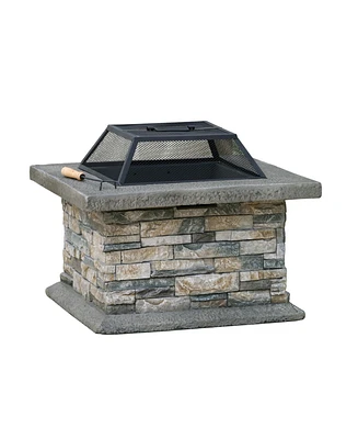 Streamdale Furniture 28" Square Fire Pit With Iron Shield