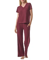 Tommy Hilfiger Women's 2-Pc. Short-Sleeve Ribbed Pajamas Set