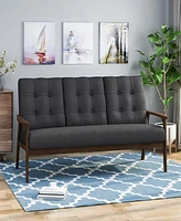 Athena Waffle Stitch Tufted Sofa With Rubberwood Legs