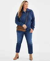 Style & Co Plus Funnel-Neck Zip-Up Sweater, Created for Macy's