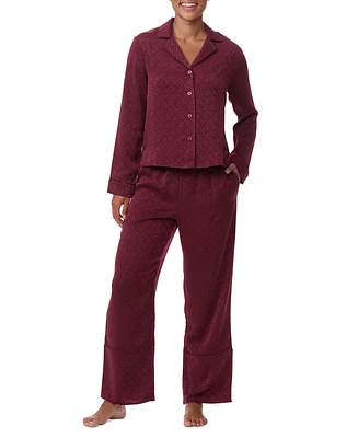 Tommy Hilfiger Women's 2-Pc. Satin Logo Notch Collar Pajamas Set