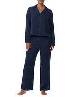 Tommy Hilfiger Women's 2-Pc. Satin Logo Notch Collar Pajamas Set