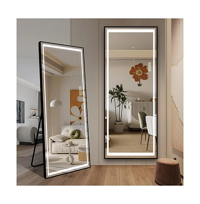 Streamdale Furniture Full-Length Led Mirror with Stand, 4mm Hd Silver Mirror