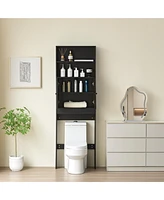 Simplie Fun Farmhouse Over-Toilet Storage Cabinet with Barn Doors & Toilet Paper Holder