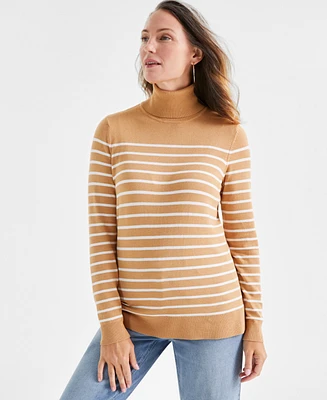 Style & Co Petite Striped Turtleneck Sweater, Created for Macy's