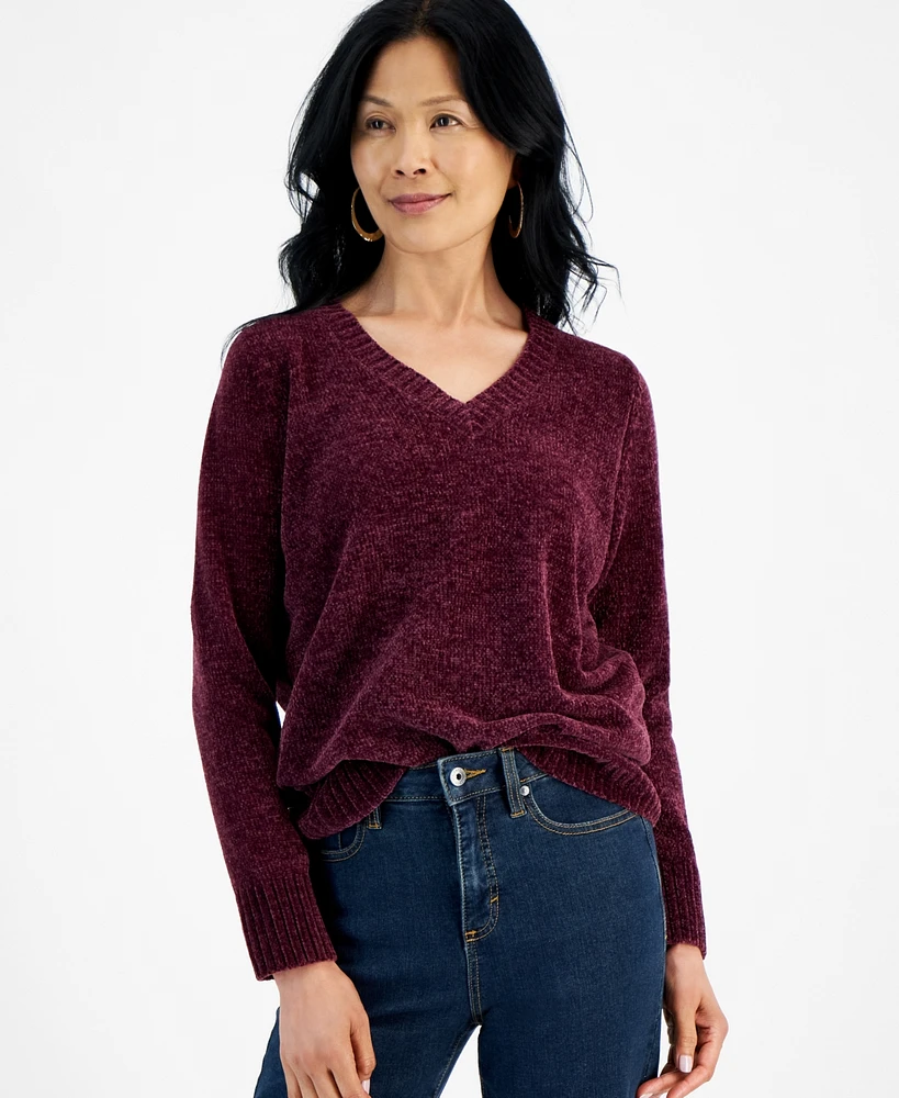 Style & Co Women's Chenille V-Neck Sweater, Created for Macy's