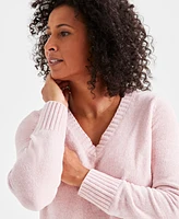 Style & Co Petite Chenille V-Neck Pullover Sweater, Created for Macy's