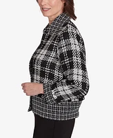 Alfred Dunner Women's Runway Ready Spliced Plaid Boucle Jacket