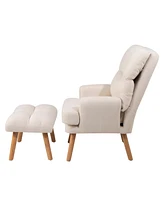 Streamdale Furniture Adjustable Accent Chair with Ottoman, Mid-Century Modern Lounge Chair