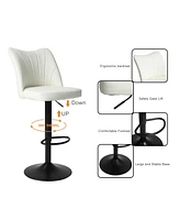 Modern Swivel Bar Stools with Adjustable Height and Faux Leather (Set Of 2)