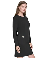 Halston Women's Patch-Pocket Long-Sleeve Knit Dress