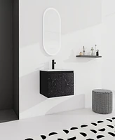 Streamdale Furniture Wall-Mounted Bathroom Vanity with Ceramic Sink & Soft-Close Doors